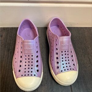 Native Kids Iridescent Light Purple Slip Ons